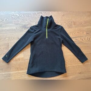 Dudley Stephens prospect pullover Black Fleece with Neon Green Zipper size small